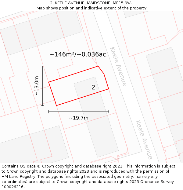 2, KEELE AVENUE, MAIDSTONE, ME15 9WU: Plot and title map