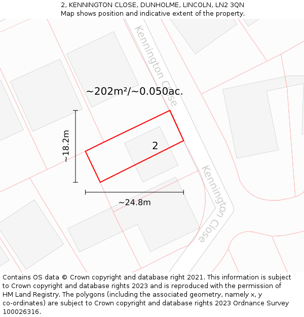 2, KENNINGTON CLOSE, DUNHOLME, LINCOLN, LN2 3QN: Plot and title map