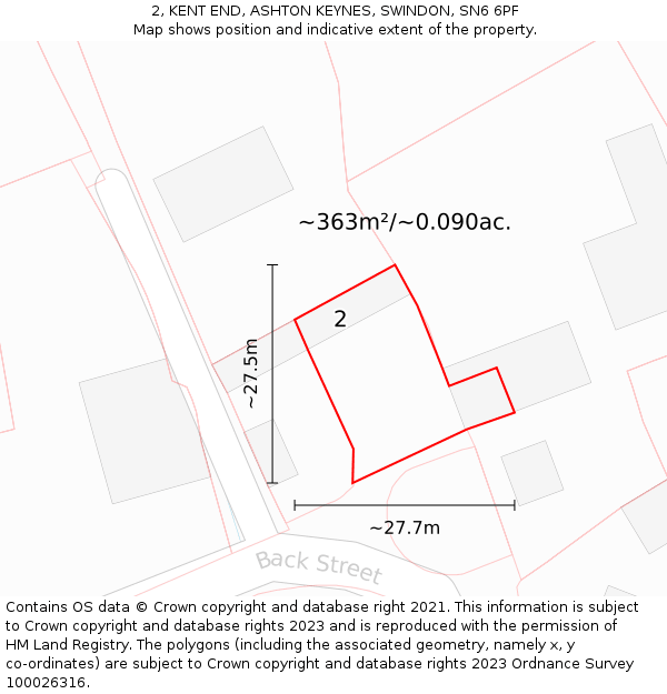 2, KENT END, ASHTON KEYNES, SWINDON, SN6 6PF: Plot and title map