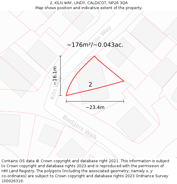 2, KILN WAY, UNDY, CALDICOT, NP26 3QA: Plot and title map