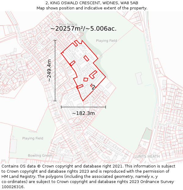 2, KING OSWALD CRESCENT, WIDNES, WA8 5AB: Plot and title map