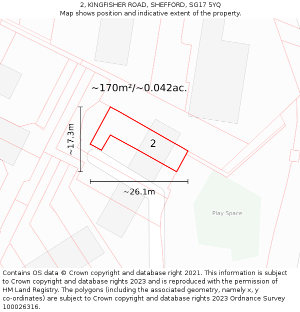 2, KINGFISHER ROAD, SHEFFORD, SG17 5YQ: Plot and title map