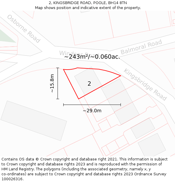 2, KINGSBRIDGE ROAD, POOLE, BH14 8TN: Plot and title map