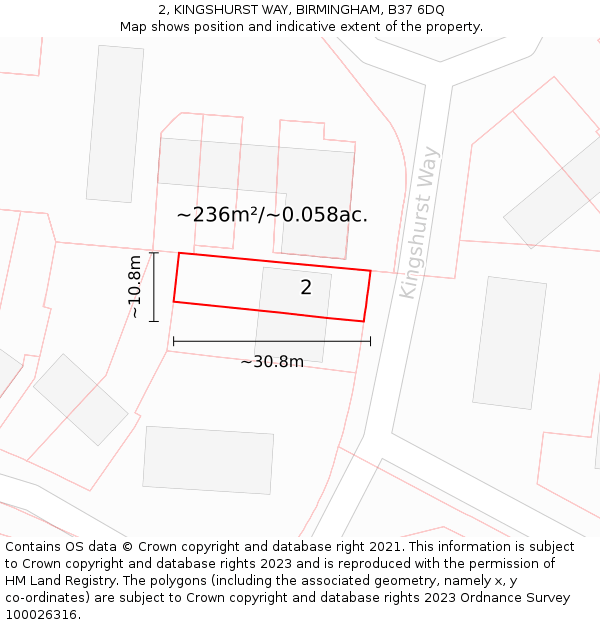 2, KINGSHURST WAY, BIRMINGHAM, B37 6DQ: Plot and title map