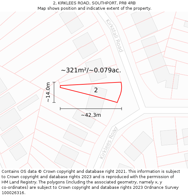 2, KIRKLEES ROAD, SOUTHPORT, PR8 4RB: Plot and title map