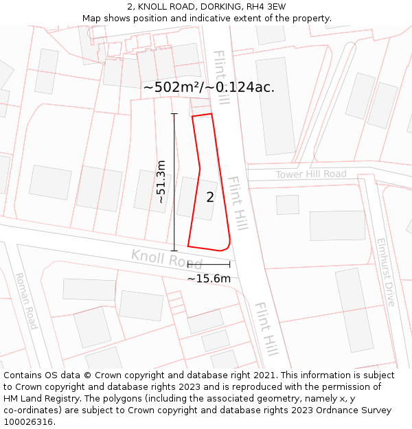 2, KNOLL ROAD, DORKING, RH4 3EW: Plot and title map