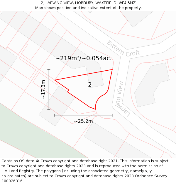 2, LAPWING VIEW, HORBURY, WAKEFIELD, WF4 5NZ: Plot and title map
