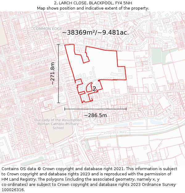 2, LARCH CLOSE, BLACKPOOL, FY4 5NH: Plot and title map