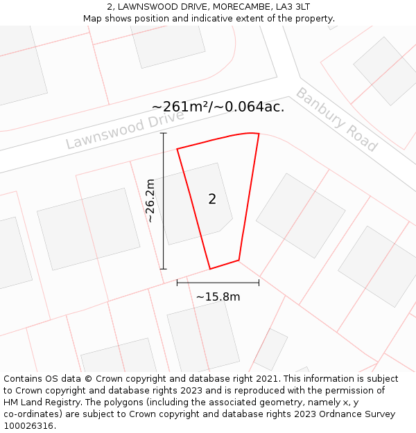 2, LAWNSWOOD DRIVE, MORECAMBE, LA3 3LT: Plot and title map