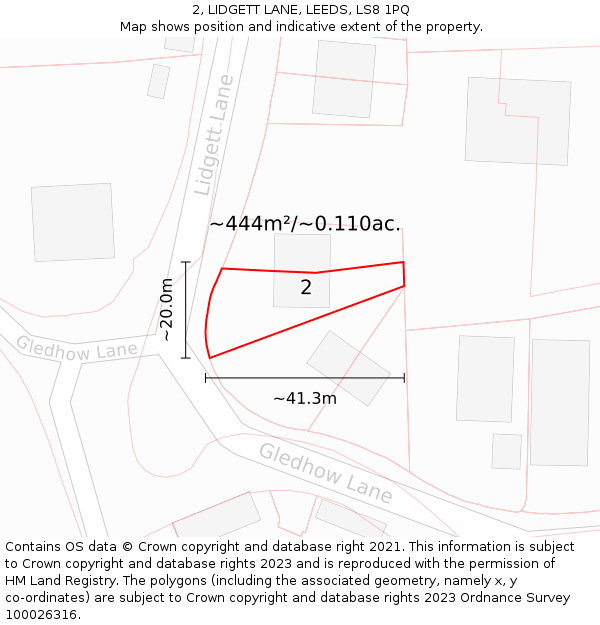 2, LIDGETT LANE, LEEDS, LS8 1PQ: Plot and title map