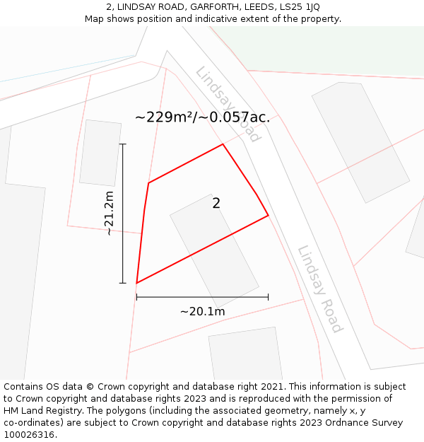 2, LINDSAY ROAD, GARFORTH, LEEDS, LS25 1JQ: Plot and title map