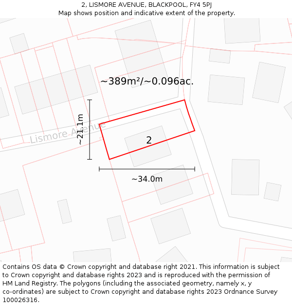 2, LISMORE AVENUE, BLACKPOOL, FY4 5PJ: Plot and title map