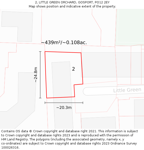 2, LITTLE GREEN ORCHARD, GOSPORT, PO12 2EY: Plot and title map