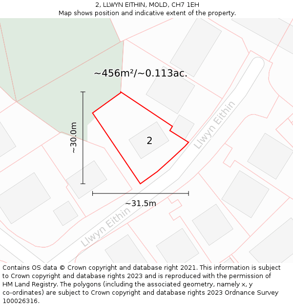 2, LLWYN EITHIN, MOLD, CH7 1EH: Plot and title map