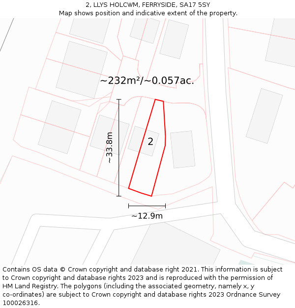 2, LLYS HOLCWM, FERRYSIDE, SA17 5SY: Plot and title map