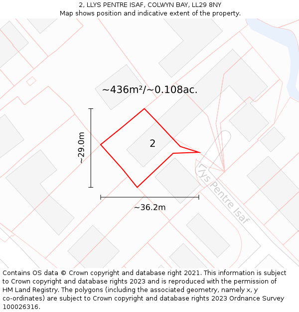 2, LLYS PENTRE ISAF, COLWYN BAY, LL29 8NY: Plot and title map
