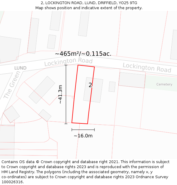 2, LOCKINGTON ROAD, LUND, DRIFFIELD, YO25 9TG: Plot and title map