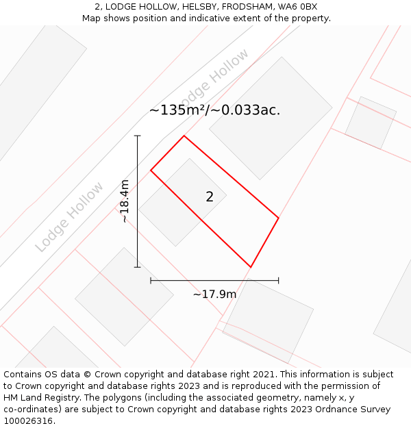 2, LODGE HOLLOW, HELSBY, FRODSHAM, WA6 0BX: Plot and title map