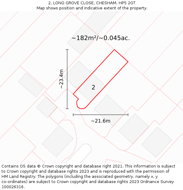 2, LONG GROVE CLOSE, CHESHAM, HP5 2GT: Plot and title map