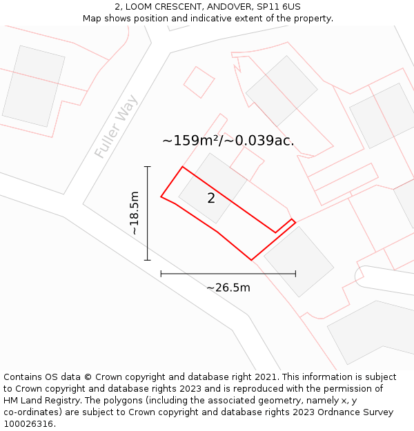 2, LOOM CRESCENT, ANDOVER, SP11 6US: Plot and title map