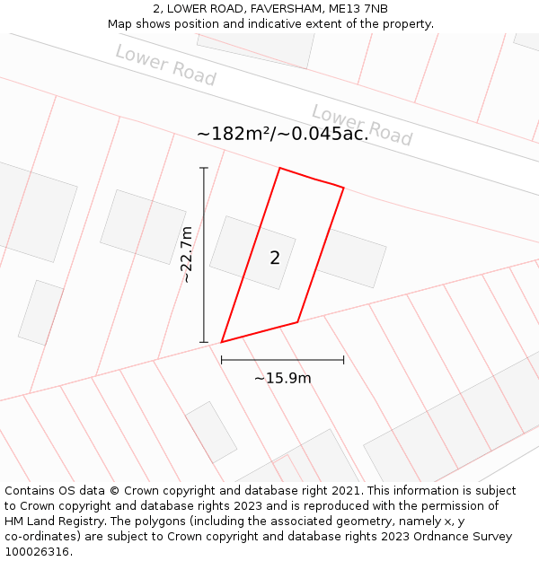 2, LOWER ROAD, FAVERSHAM, ME13 7NB: Plot and title map