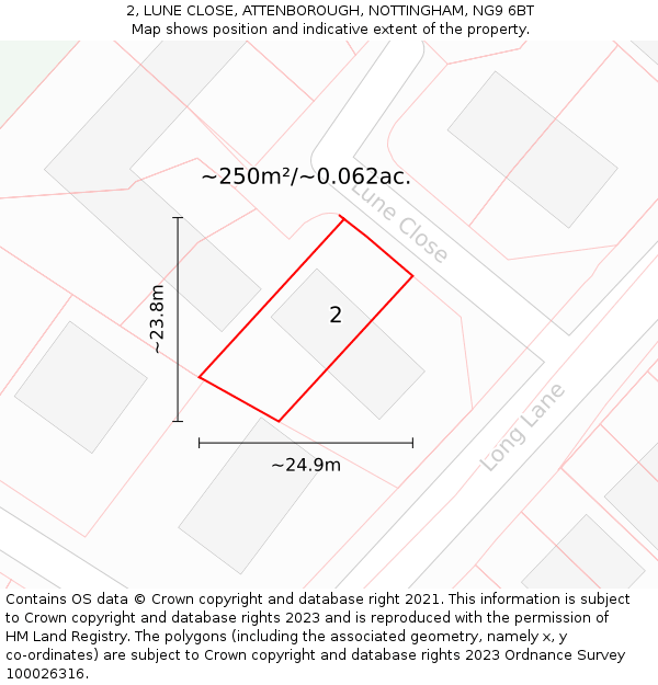 2, LUNE CLOSE, ATTENBOROUGH, NOTTINGHAM, NG9 6BT: Plot and title map