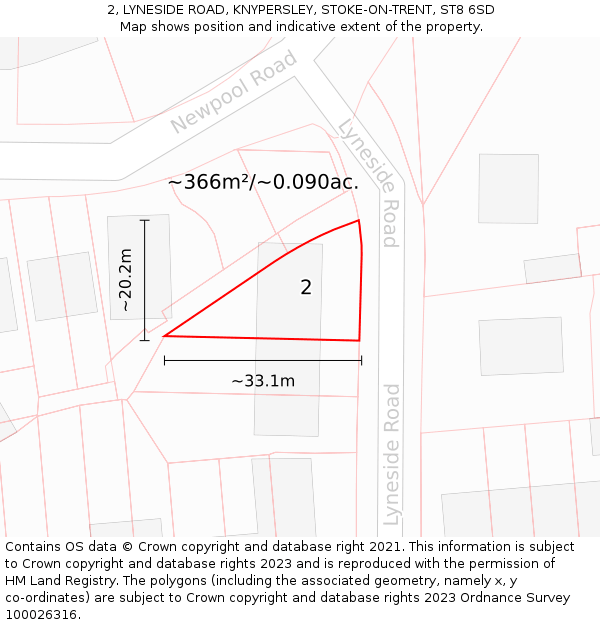 2, LYNESIDE ROAD, KNYPERSLEY, STOKE-ON-TRENT, ST8 6SD: Plot and title map