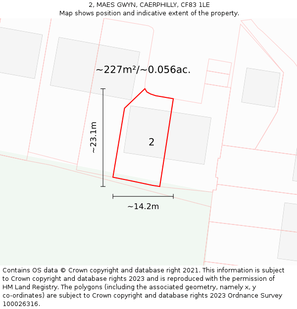 2, MAES GWYN, CAERPHILLY, CF83 1LE: Plot and title map