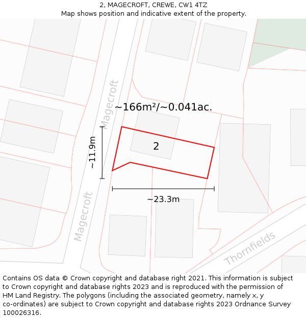 2, MAGECROFT, CREWE, CW1 4TZ: Plot and title map