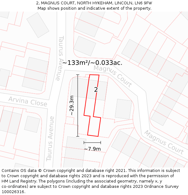 2, MAGNUS COURT, NORTH HYKEHAM, LINCOLN, LN6 9FW: Plot and title map