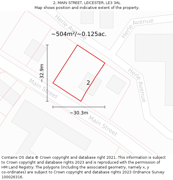 2, MAIN STREET, LEICESTER, LE3 3AL: Plot and title map