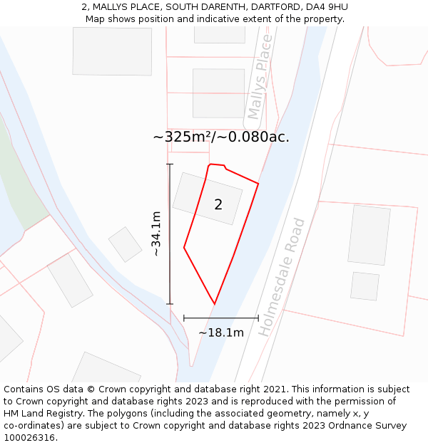 2, MALLYS PLACE, SOUTH DARENTH, DARTFORD, DA4 9HU: Plot and title map