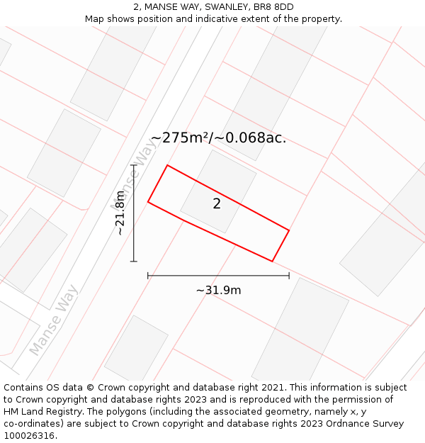 2, MANSE WAY, SWANLEY, BR8 8DD: Plot and title map