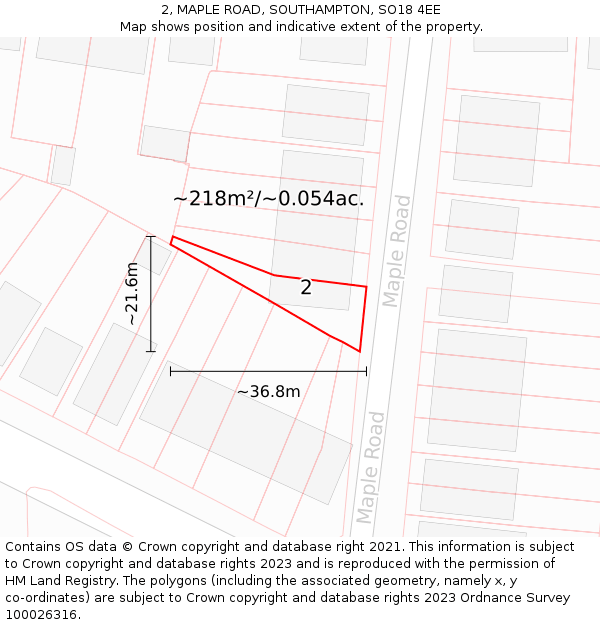 2, MAPLE ROAD, SOUTHAMPTON, SO18 4EE: Plot and title map