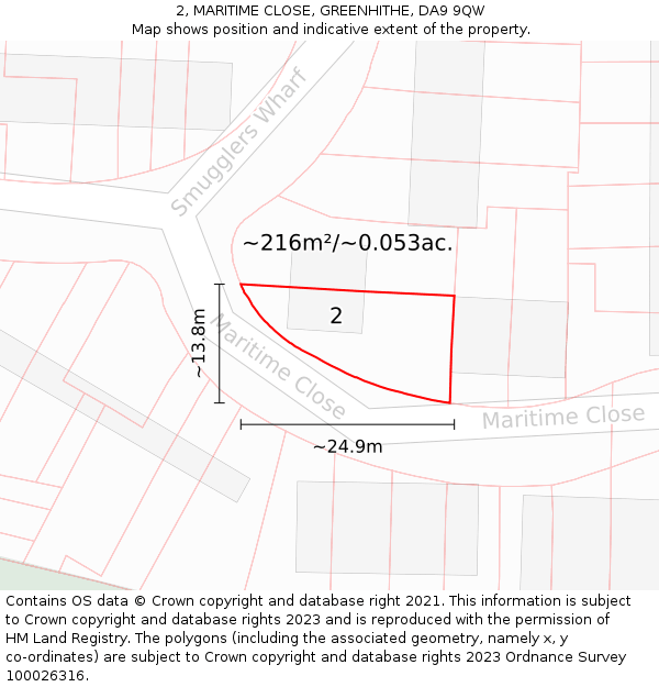 2, MARITIME CLOSE, GREENHITHE, DA9 9QW: Plot and title map