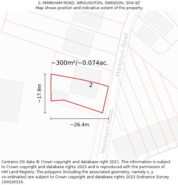 2, MARKHAM ROAD, WROUGHTON, SWINDON, SN4 9JT: Plot and title map