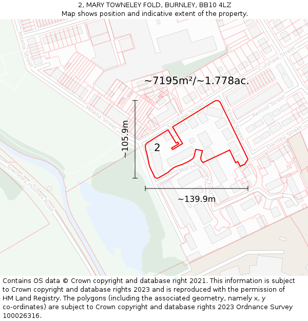 2, MARY TOWNELEY FOLD, BURNLEY, BB10 4LZ: Plot and title map