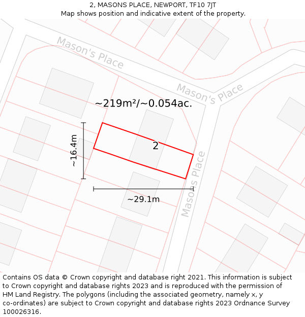 2, MASONS PLACE, NEWPORT, TF10 7JT: Plot and title map