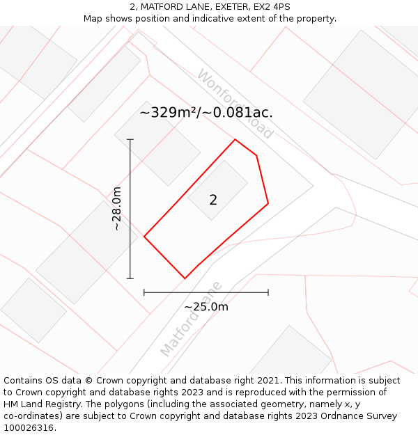 2, MATFORD LANE, EXETER, EX2 4PS: Plot and title map