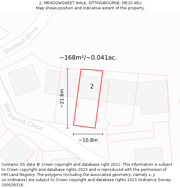 2, MEADOWSWEET WALK, SITTINGBOURNE, ME10 4EU: Plot and title map