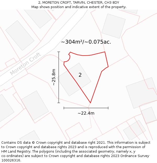 2, MORETON CROFT, TARVIN, CHESTER, CH3 8DY: Plot and title map