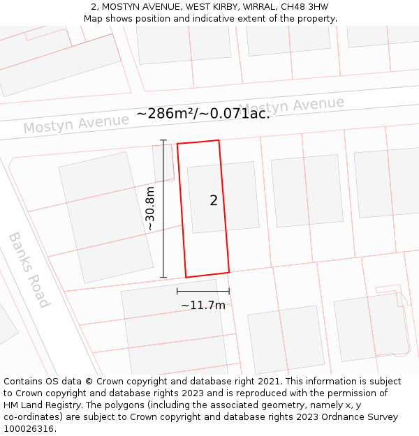 2, MOSTYN AVENUE, WEST KIRBY, WIRRAL, CH48 3HW: Plot and title map