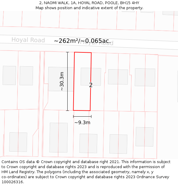 2, NAOMI WALK, 1A, HOYAL ROAD, POOLE, BH15 4HY: Plot and title map