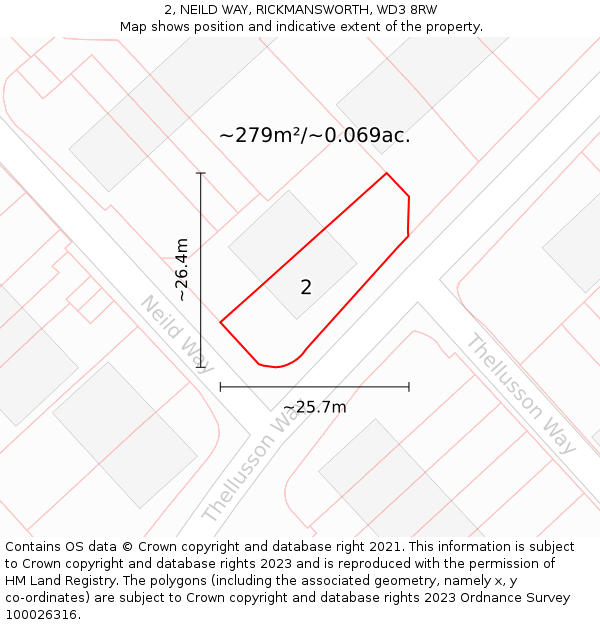 2, NEILD WAY, RICKMANSWORTH, WD3 8RW: Plot and title map