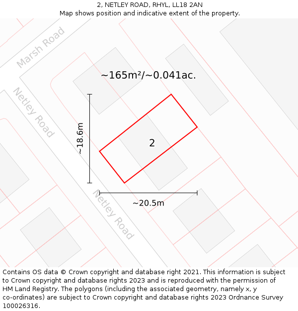 2, NETLEY ROAD, RHYL, LL18 2AN: Plot and title map