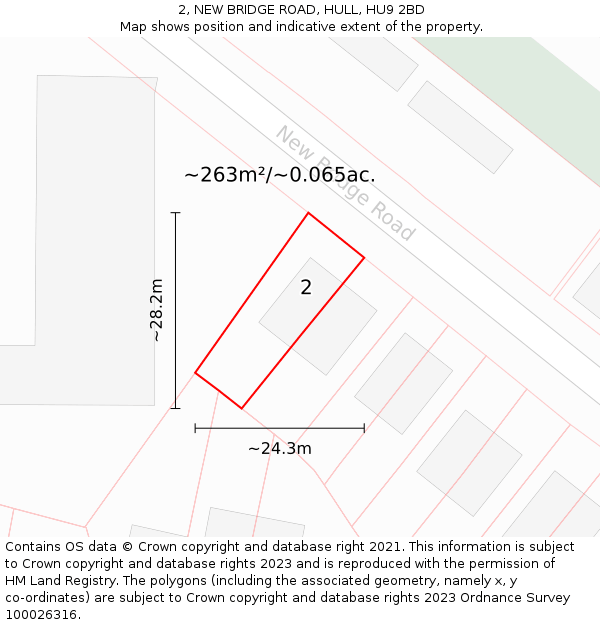 2, NEW BRIDGE ROAD, HULL, HU9 2BD: Plot and title map