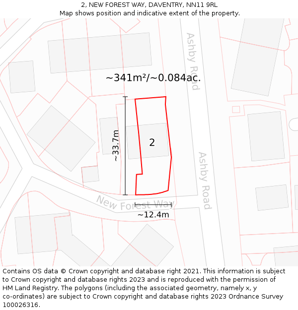 2, NEW FOREST WAY, DAVENTRY, NN11 9RL: Plot and title map