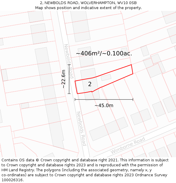 2, NEWBOLDS ROAD, WOLVERHAMPTON, WV10 0SB: Plot and title map