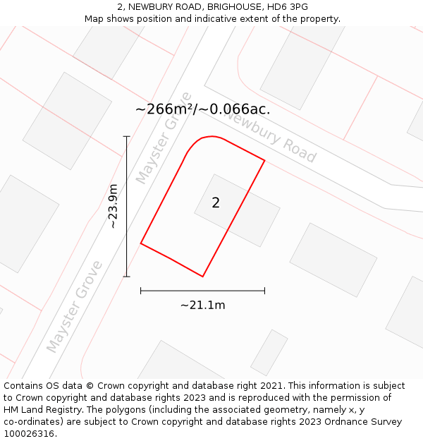 2, NEWBURY ROAD, BRIGHOUSE, HD6 3PG: Plot and title map