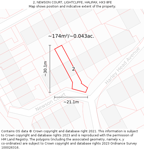 2, NEWSON COURT, LIGHTCLIFFE, HALIFAX, HX3 8FE: Plot and title map